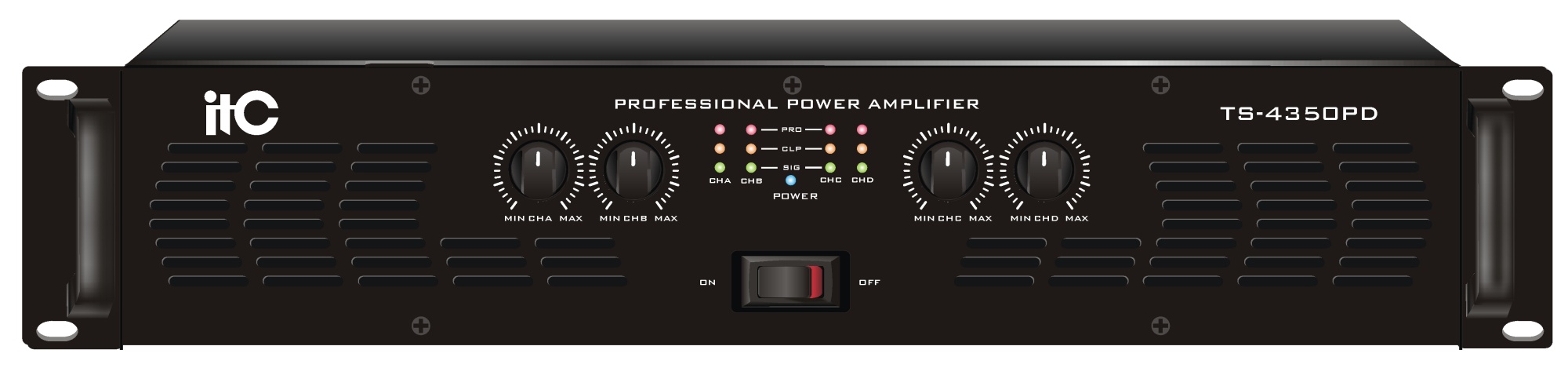 Усилитель ITC TS-4350PD 4-канальный усилитель 4х200W / 8 Ом, 4х350W / 4 Ом